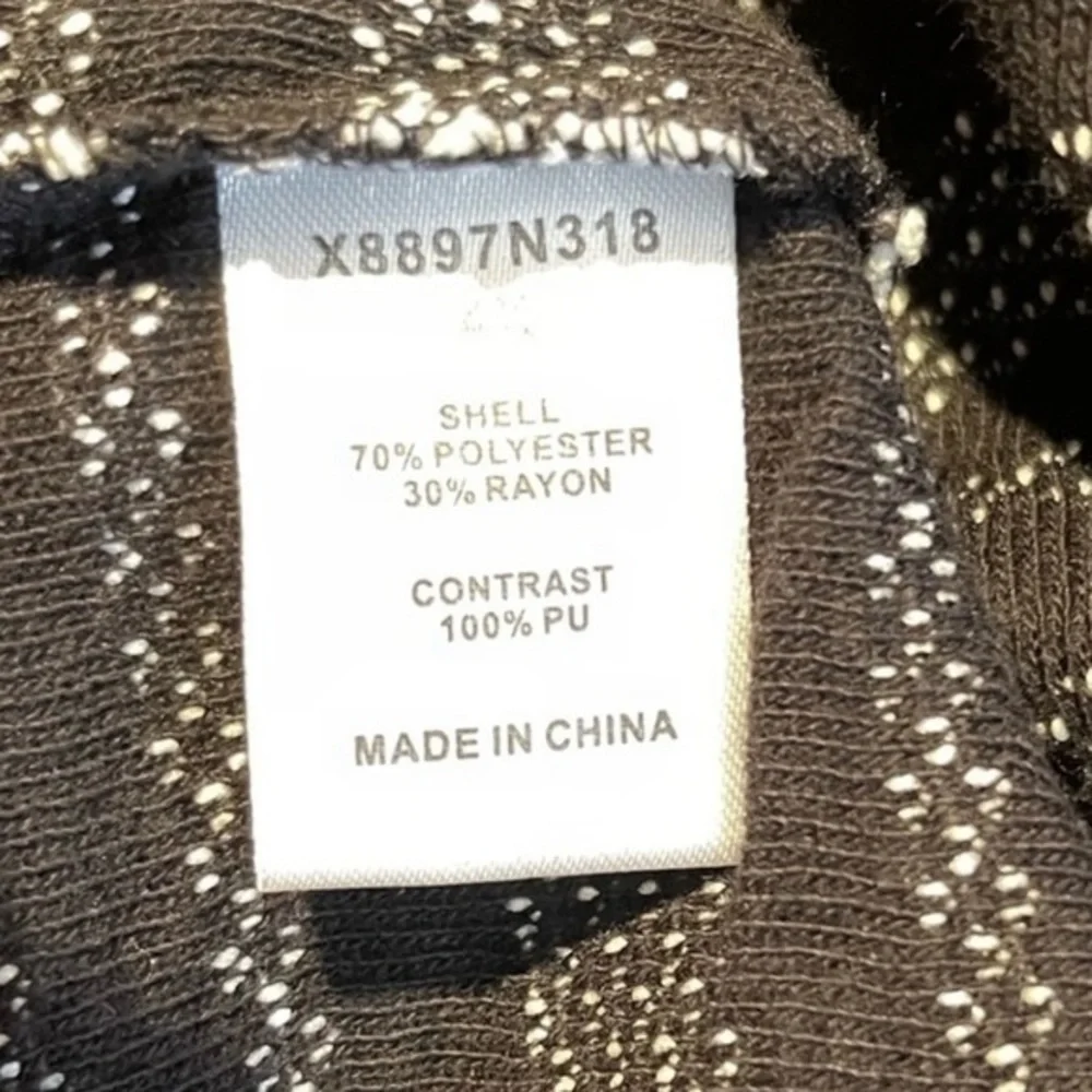 NWT Tart 4X black/white stripe faux leather trim layered look hi-low sweater top